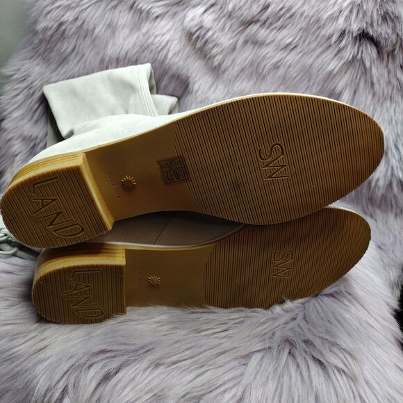 Stuart Weitzman Suede Slip On Flat Knee High Boots Womens Size 8 Grey - Picture 6 of 9